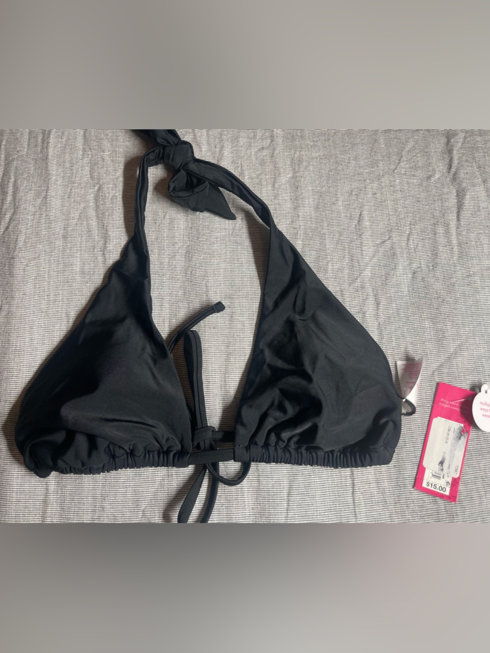 Juniors Black Halter Bikini Top Large
